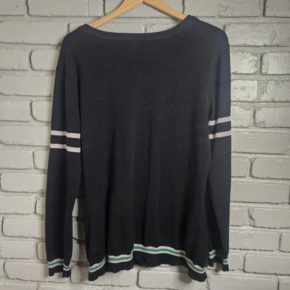 Harry Potter Womens Cardigan 2XL Slytherin Crest Varsity Knit Black - Picture 6 of 7